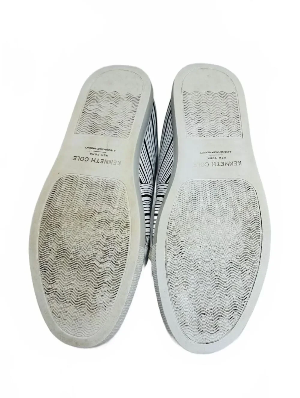 Kenneth Cole Men's Leather Sneakers Kam Stripes White & Black Men's Size 11